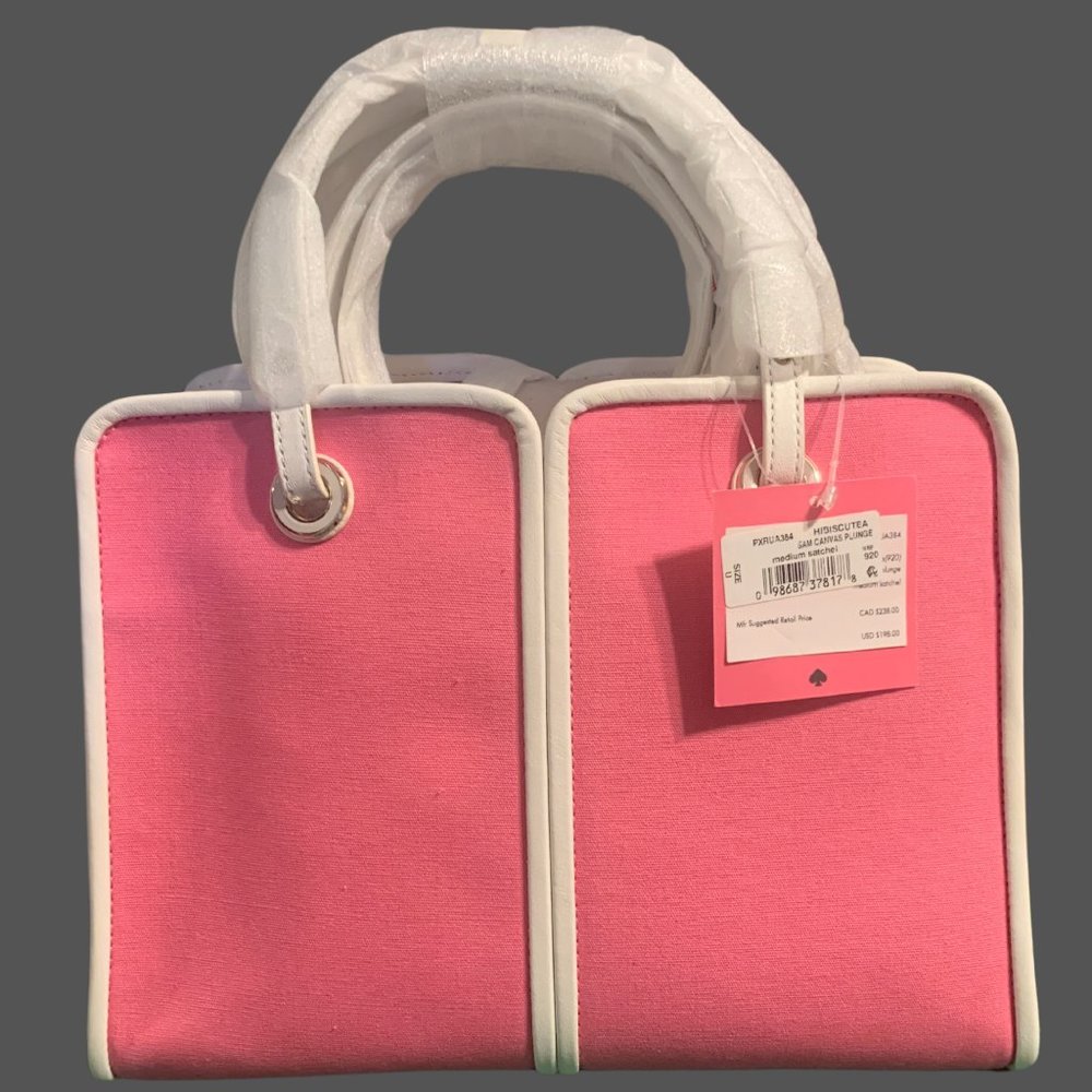 KATE SPADE HIBISCUS TEA SAM CANVAS PLUNGE MEDIUM SATCHEL - NWT NEVER OPENED!